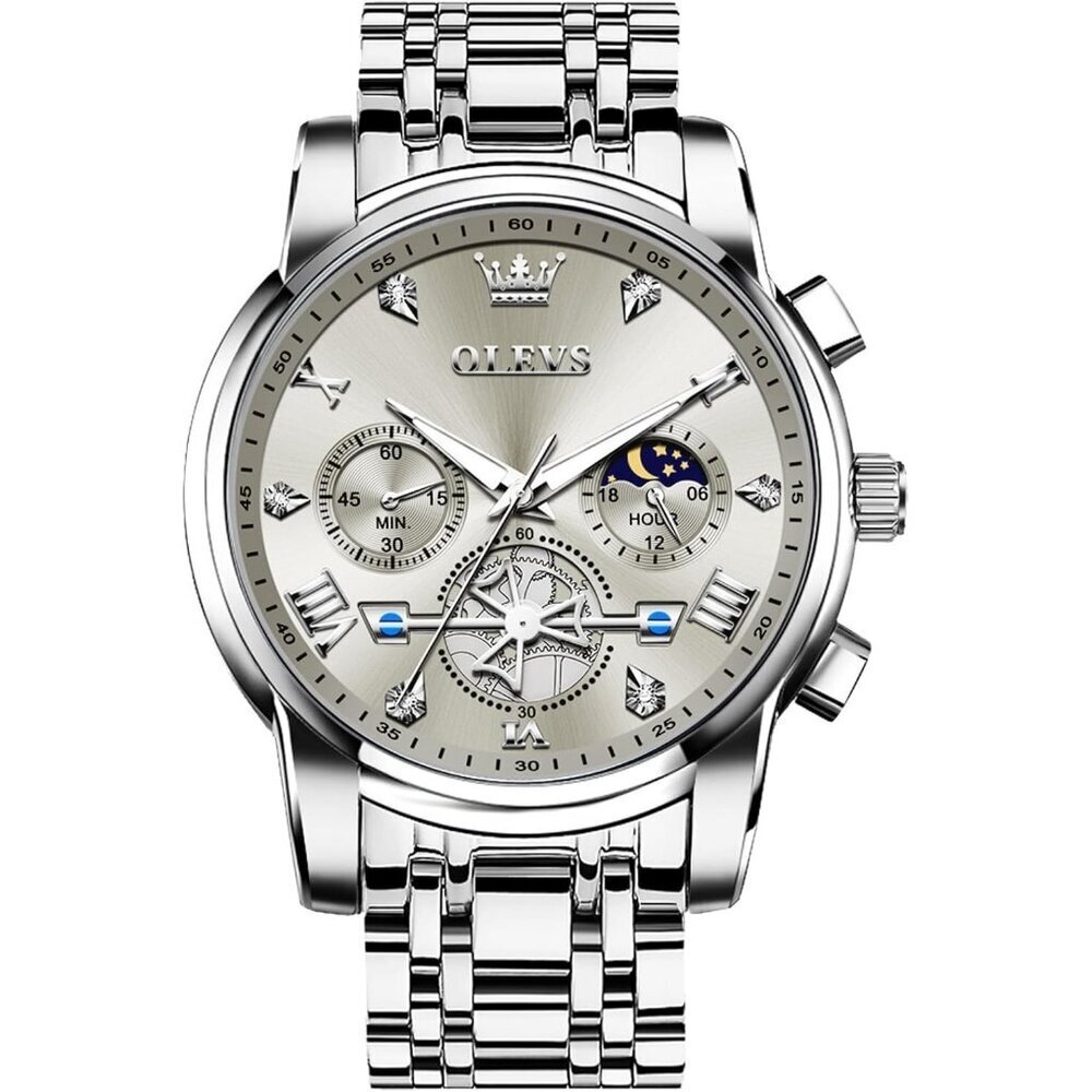 Men's Sliver-Grey Minimalist Waterproof Stainless Steel Mesh Band Wrist Watch